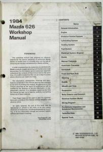 1984 Mazda 626 Service Shop Repair Manual