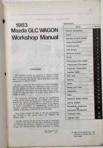 1983 Mazda GLC Wagon Service Shop Repair Manual