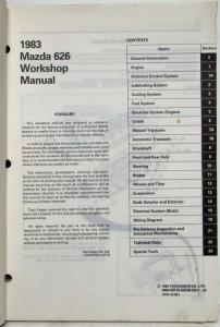 1983 Mazda 626 Service Shop Repair Manual