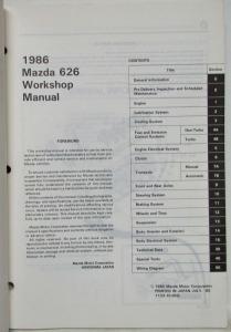 1986 Mazda 626 Service Shop Repair Manual