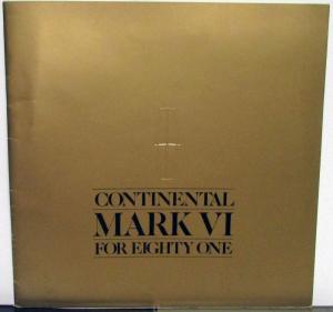 1981 Lincoln Continental Mark VI Sales Brochure Signature Series Original