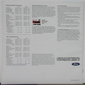 1981 Continental Mark VI Lincoln Canadian Sales Brochure Orig Sign Series Luxury