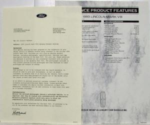 1993 Lincoln Mark VIII Advance Product Preview Folder - CONFIDENTIAL