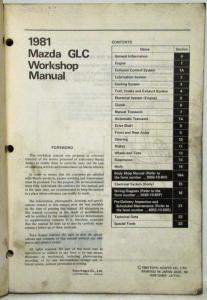 1981 Mazda GLC Service Shop Repair Manual