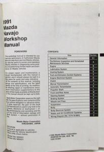 1991 Mazda Navajo Service Shop Repair Manual
