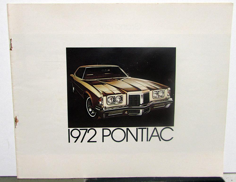 1972 Pontiac Grand Prix Catalina LeMans GTO Firebird Trans Am Sales Brochure