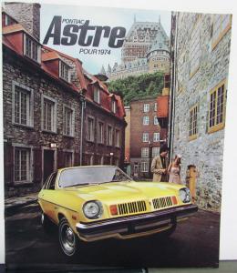 1974 Pontiac Astre CANADIAN Dimensions Motors Characteristics Sale Brochure Orig