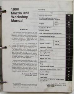 1990 Mazda 323 Service Shop Repair Manual w/ Service Highlights & Wiring Diagram