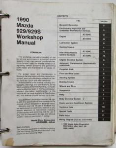 1990 Mazda 929 Service Shop Repair Manual