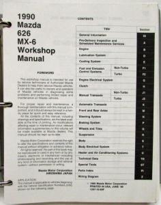 1990 Mazda 626 MX-6 Service Shop Repair Manual