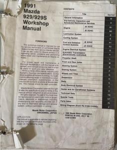 1991 Mazda 929/929S Service Shop Repair Manual