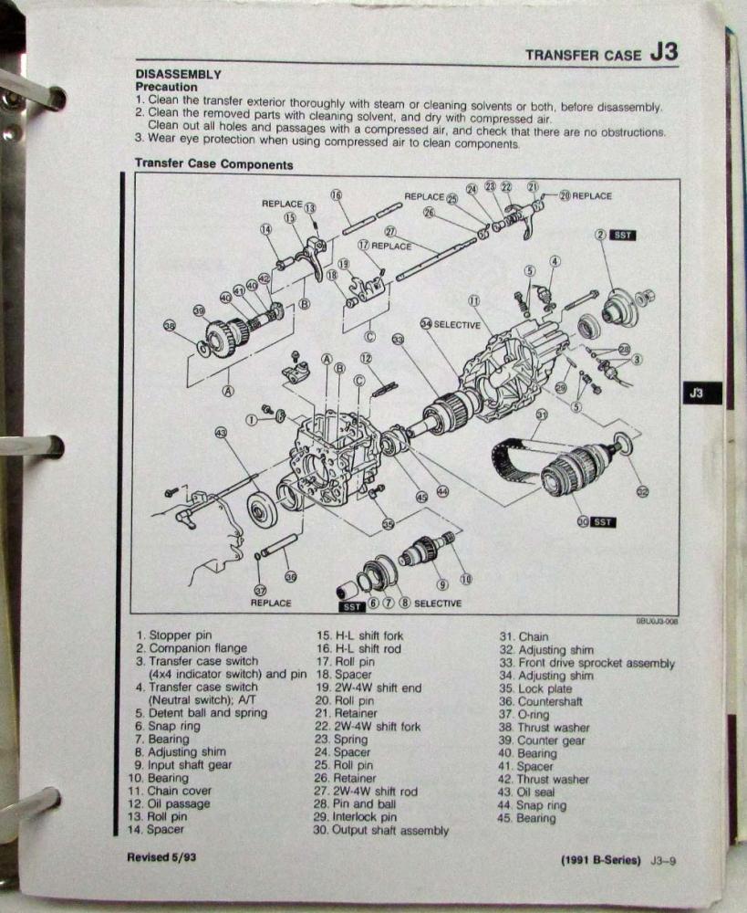 1991 Mazda BSeries B2200 B2600 Pickup Service Shop Manual with