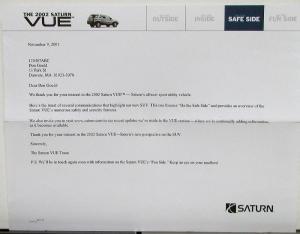 2002 Saturn VUE SUV Sales Brochure Features Safety Aspects of the Car Original