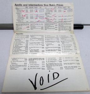 1974 Buick Dealer Salesmens Price Directory Pocket Options & Order Codes