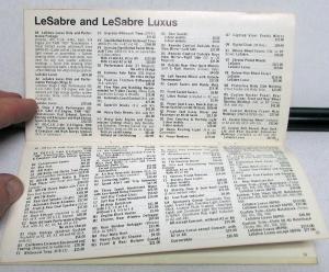 1974 Buick Dealer Salesmens Price Directory Pocket Options & Order Codes