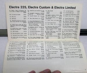 1974 Buick Dealer Salesmens Price Directory Pocket Options & Order Codes