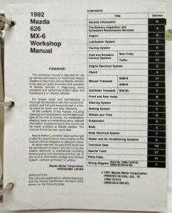 1992 Mazda 626 MX-6 Service Shop Repair Manual