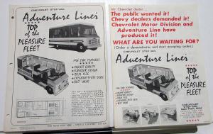 1966 Chevrolet Dealer Sales Info Sheets Adventure Liner Step Van RV Camper