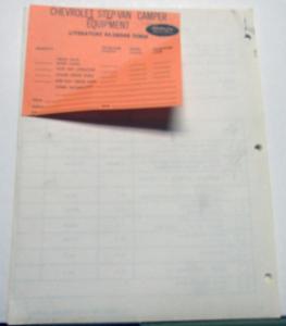 1966 Chevrolet Dealer Sales Info Sheets Adventure Liner Step Van RV Camper
