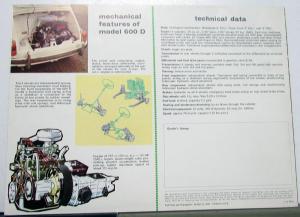 1965 Fiat 600 D Dealer Sales Brochure US Market English Text #1651
