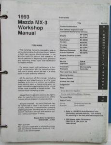 1993 Mazda MX-3 Service Shop Repair Manual