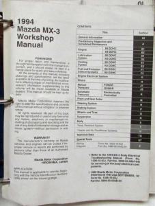 1994 Mazda MX-3 Service Repair Shop Manual