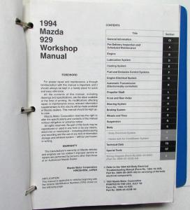 1994 Mazda 929 Service Shop Repair Manual