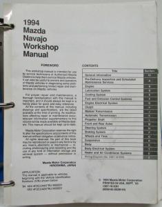 1994 Mazda Navajo SUV Service Shop Manual