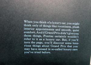 1968 Pontiac Grand Prix  Specs Sales Brochure Original