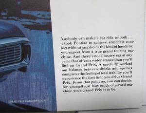 1968 Pontiac Grand Prix  Specs Sales Brochure Original