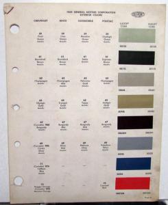 1969 Pontiac Buick Chevrolet Oldsmobile Cadillac Paint Chip Color Samples DuPont