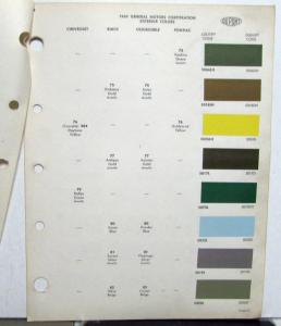 1969 Pontiac Buick Chevrolet Oldsmobile Cadillac Paint Chip Color Samples DuPont