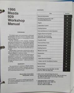 1995 Mazda 929 Service Shop Repair Manual