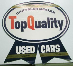 1957-1963 Chrysler Dealer Top Quality Used Cars Sales Window Sticker Mopar