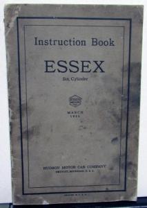 1925 Essex Six Cylinder by Hudson Owners Manual Instruction Book