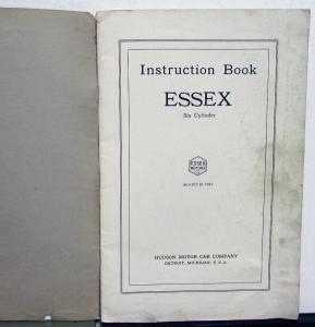 1925 Essex Six Cylinder by Hudson Owners Manual Instruction Book