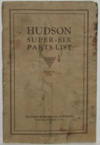 1925 Hudson Super-Six Parts List