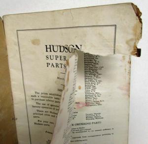 1925 Hudson Super-Six Parts List