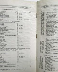 1925 Hudson Super-Six Parts List