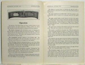 1933 Hudson Super Six Owners Manual of Information