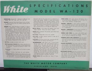 1941 White Truck Model WA 120 Sales Brochure Specifications Original