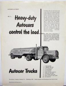 1951 White Truck Autocar Ad Sheet Original