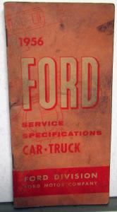 1956 Ford Service Specifications Passenger Car Thunderbird F Series Trucks