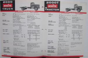 1960 White Truck And Tractor Model 2000 Specs Dimensions Sales Brochure Original