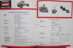 1960 White Highway Tractor 2900T REVISED Specs Dimensions Sales Brochure Orig