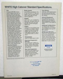1985 White High Cabover Truck Features Sales Brochure Original