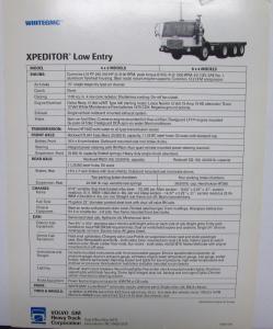 1987 White GMC Xpeditor Low Entry Specifications Sales Brochure Original