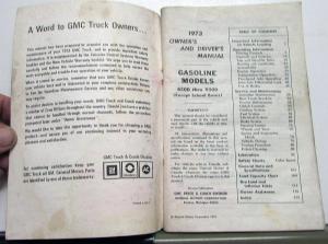 1973 GMC HD Truck Owners Drivers Manual Gasoline 5000-8500 Models No Bus