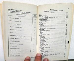 1960 Ford Service Specifications Pass Car Thunderbird Falcon F Series Trucks