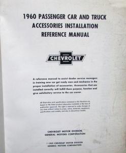 1960 Chevrolet Dealer Accessories Installation Manual Bel Air Corvair Truck